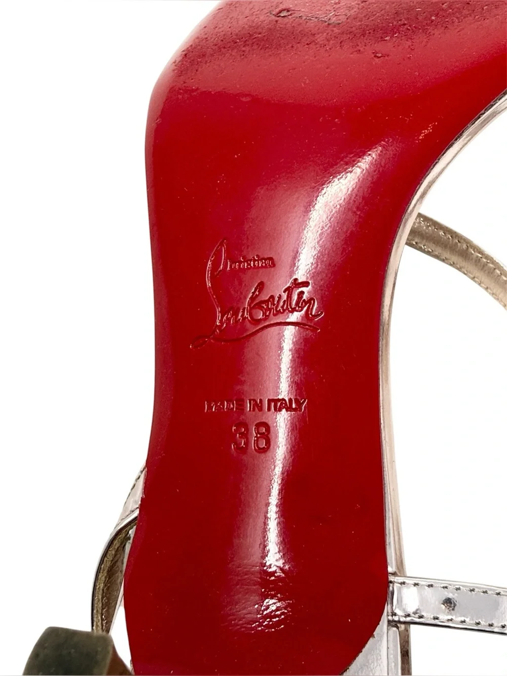 Christian Louboutin Rosalie 55MM Vintage Rose Metallic Sandals Size 38